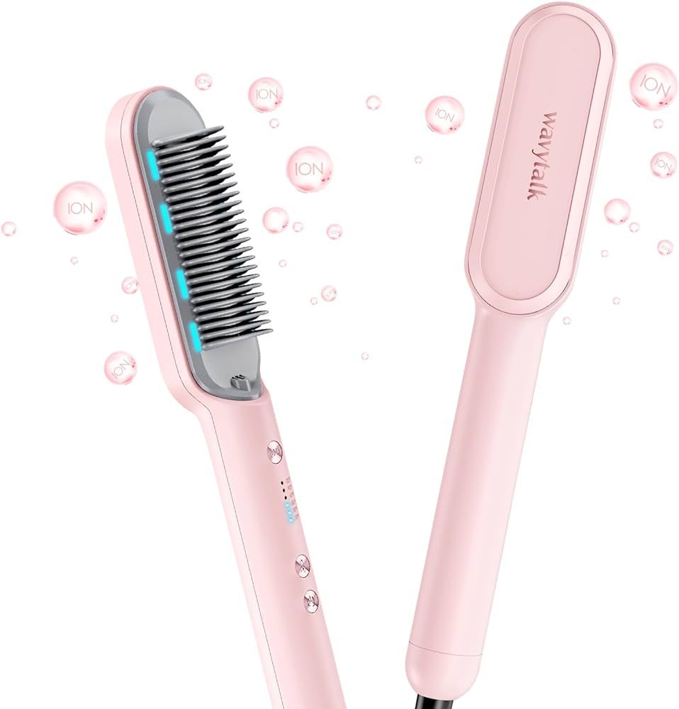 Wavytalk Ionic Hair Straightener Brush, Hair Straightening Comb with Negative Ions, Anti-Scald Ce... | Amazon (US)