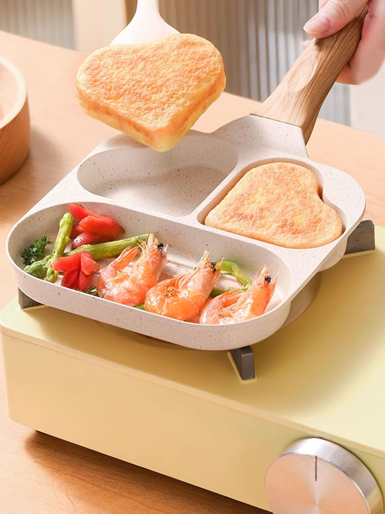 1pc Heart-shaped Maifan Stone Frying Pan Non-stick Pancake Cooking Pot, Household Breakfast Egg B... | SHEIN