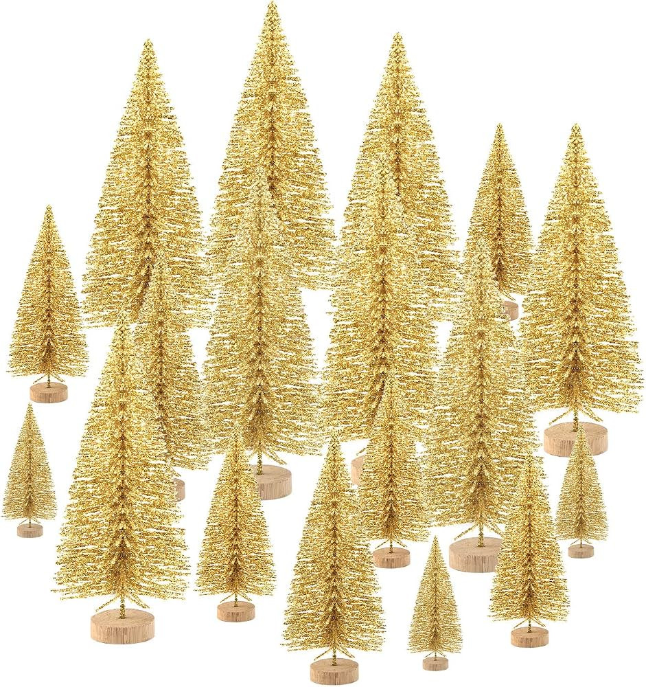 KUUQA 48 Pcs Mini Christmas Trees Bottle Brush Trees Tabletop Model Trees for Christmas Decoratio... | Amazon (US)