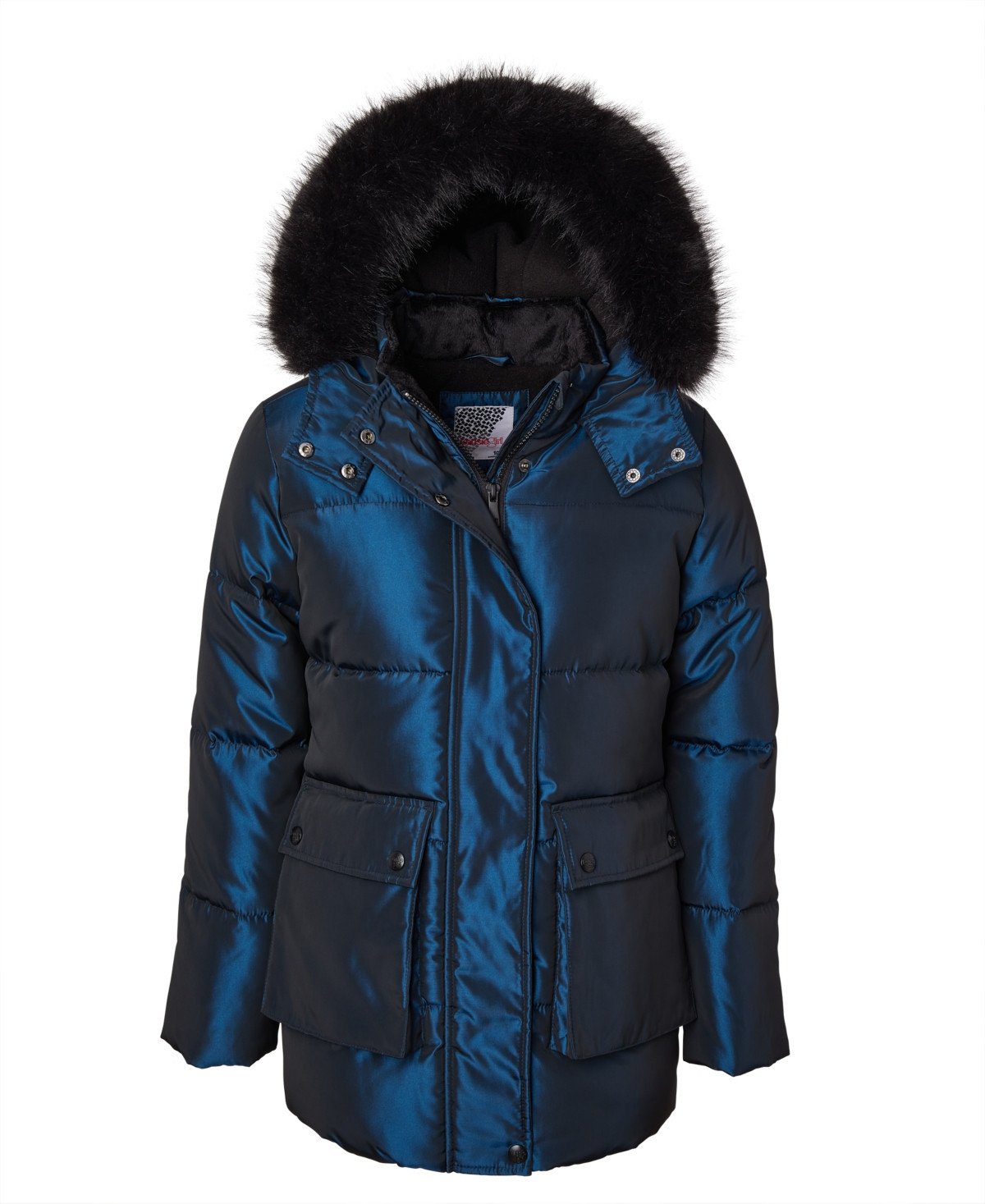 Kensie Girl Big Girls Iridescent Hooded Puffer Jacket - Teal | Macy's