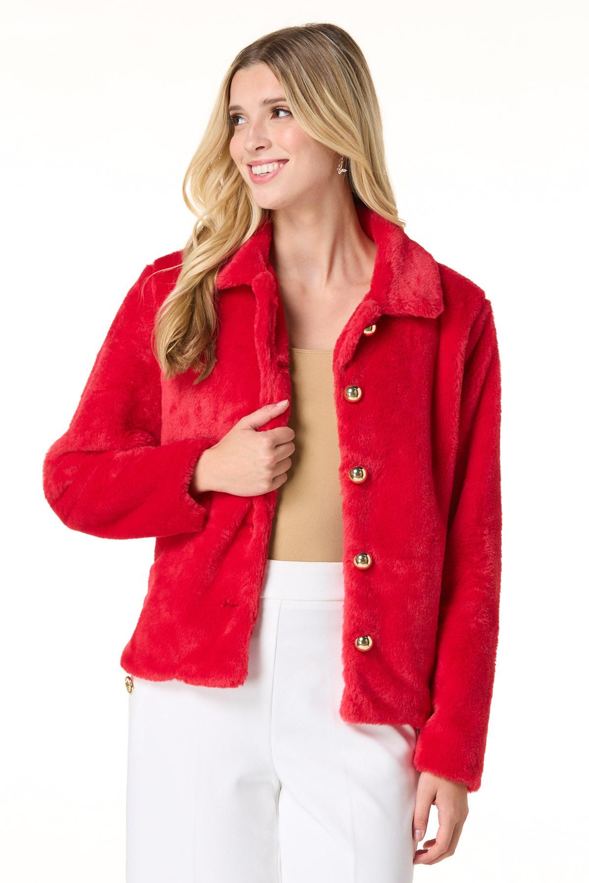 Red Faux Fur Jacket | Cato Fashions