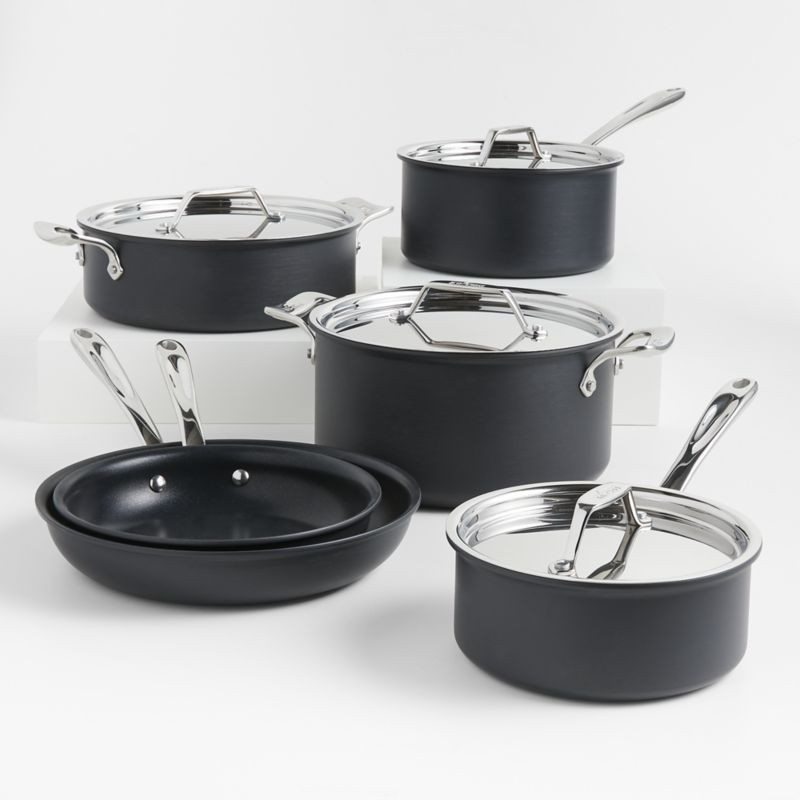 All-Clad HA1 Curated Hard-Anodized Non-Stick 10-Piece Cookware Set + Reviews | Crate & Barrel | Crate & Barrel