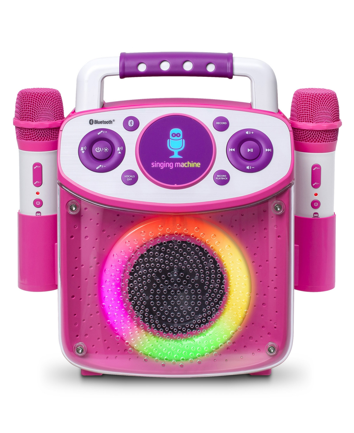 Singing Machine, Sparkle Portable Karaoke Machine with 2 Wireless Microphone - Pink | Macy's