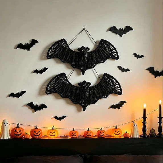 Clearance Halloween Hanging Bats Decoration Woven Rattan Bats, 3D Black Halloween Hanging Decor,F... | Walmart (US)