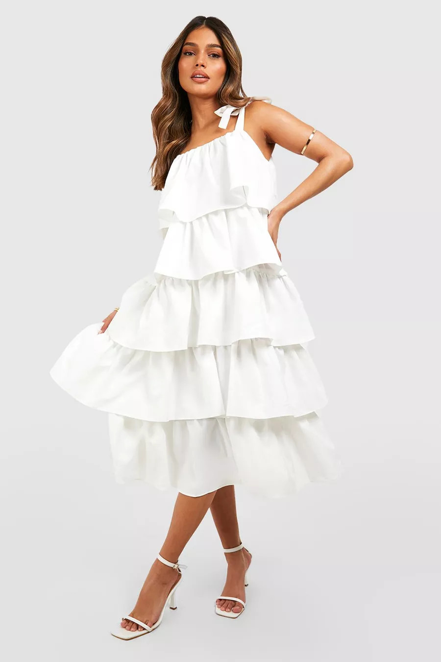 Ruffle Tiered Midi Dress | boohoo (US & Canada)