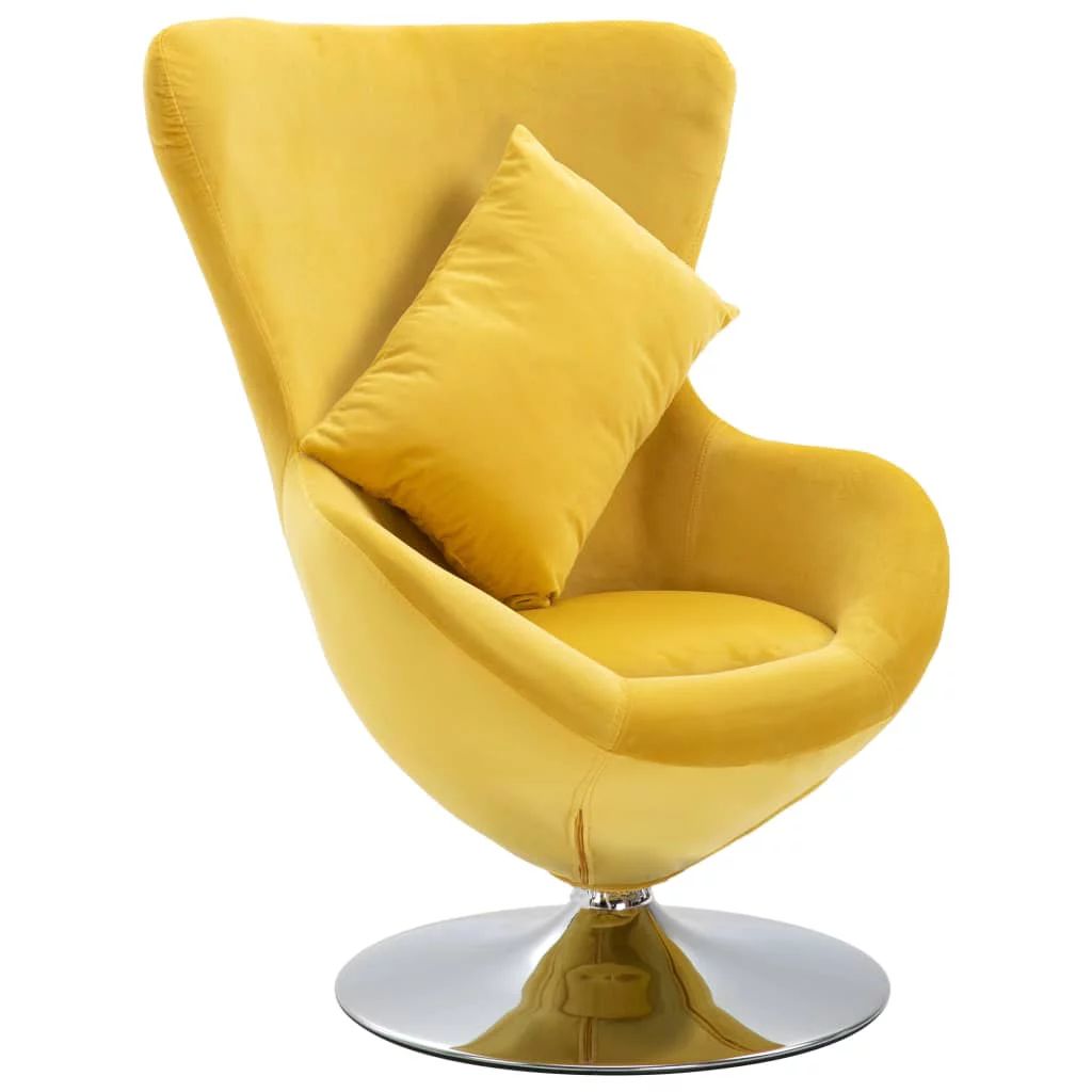 FAGINEY Swivel Egg Chair with Cushion Yellow Velvet | Walmart (US)