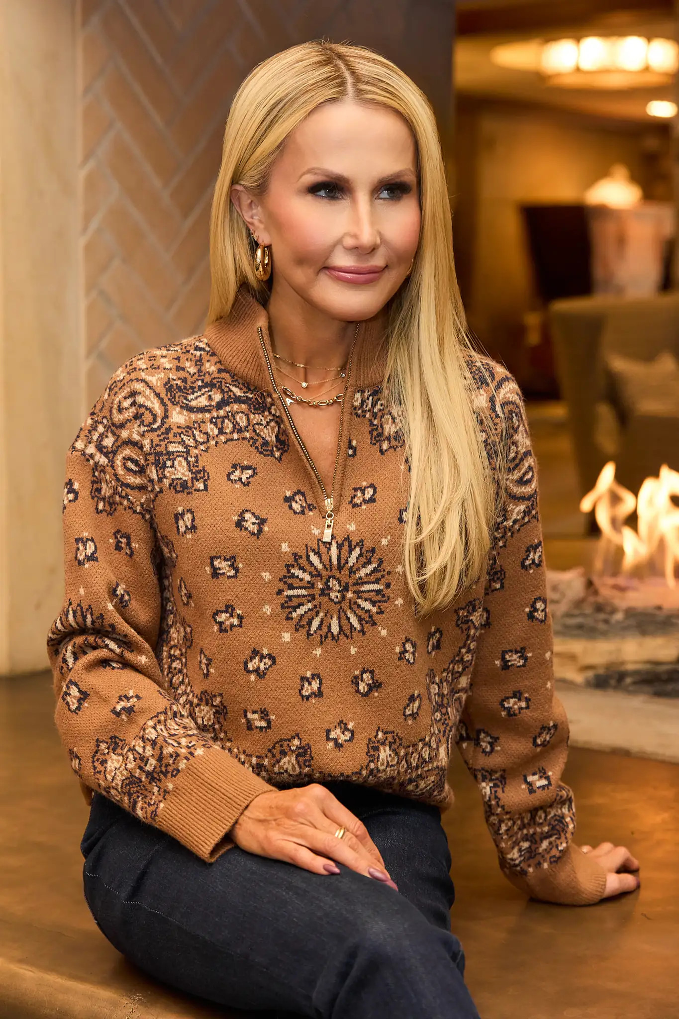 Nancy Brown Bandana Print Sweater | Avara