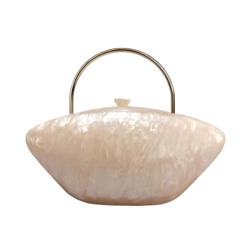 DEBIMY Cute Acrylic Shell Shaped Clutch Purse Small Evening Handbags for Women Wedding Party Prom CrossBody Bag, Apricot | Amazon (US)