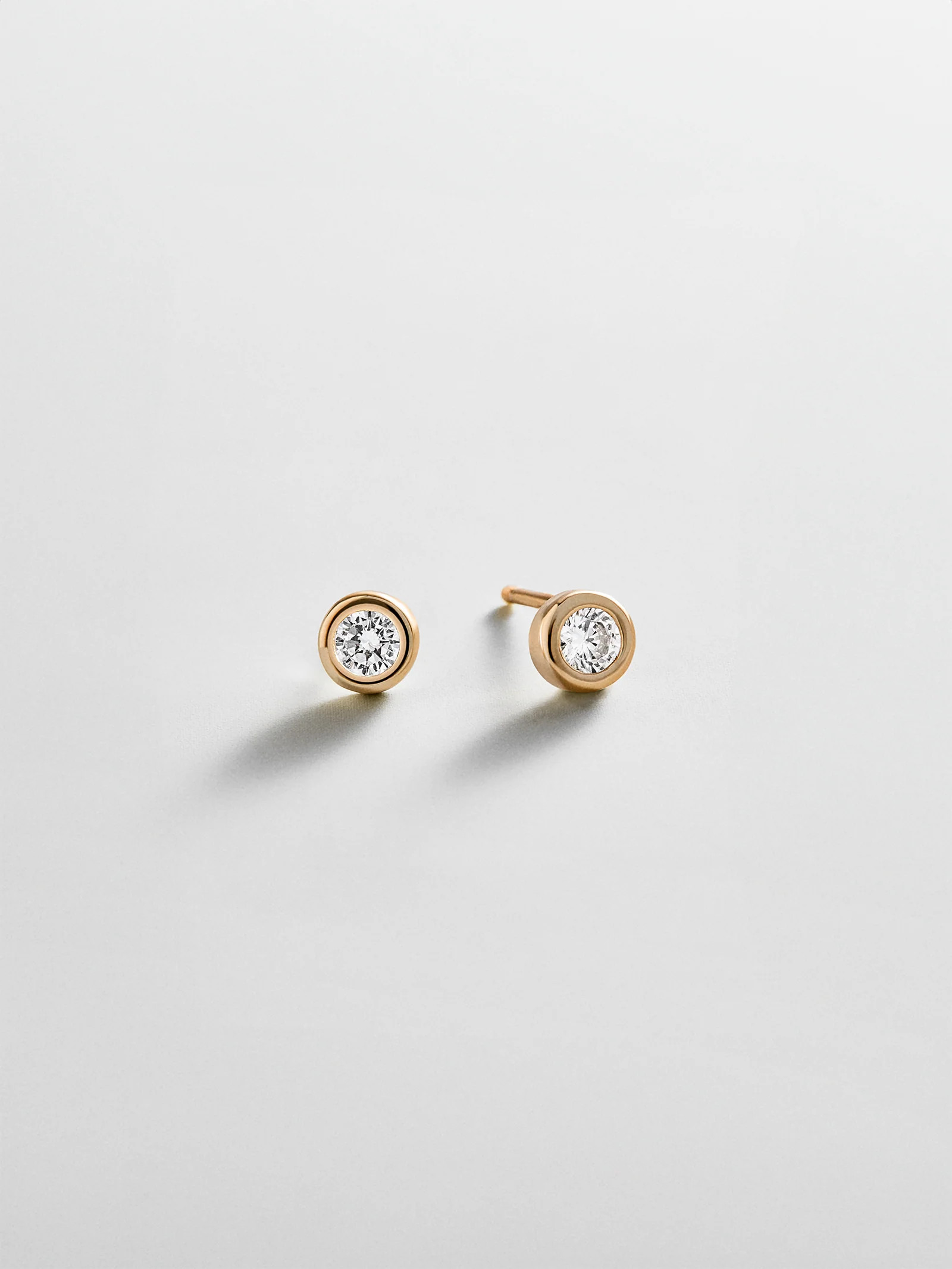 Annabeth 14K Gold Stud Earrings - Round Stone | BaubleBar