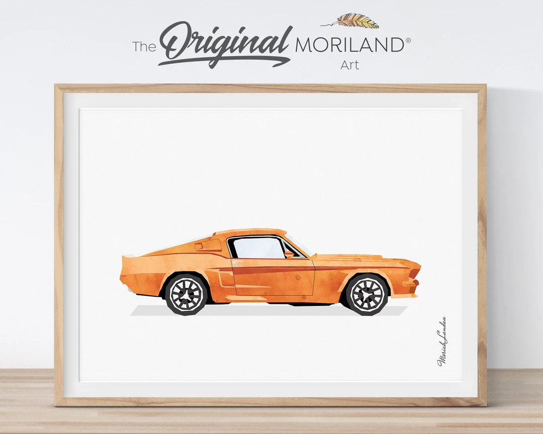 Orange Classic Car Print, Car Print, Transportation Wall Art, Car Printable, Boy Bedroom Decor, V... | Etsy (US)