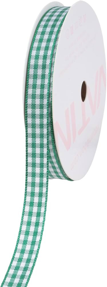 VATIN Forest Green and White Gingham Ribbon, Each Roll Measuring 3/8 Inch Wide by 10 Yards Long, ... | Amazon (US)