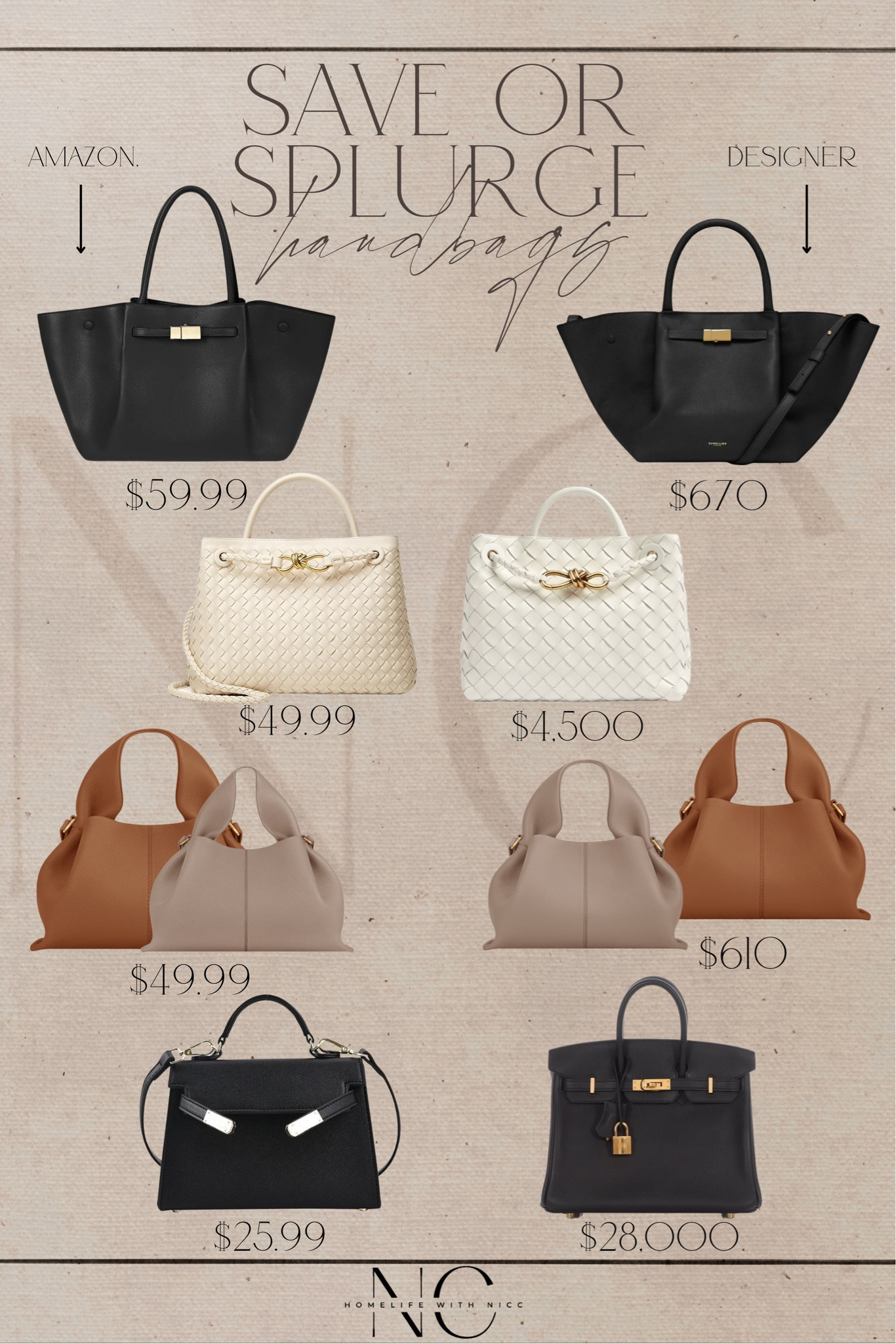 Great save vs. splurge handbag options from Amazon! These designer look-alikes bring that high-end look and have amazing quality, but won’t break the bank!

#LTKFindsUnder50 #LTKItBag #LTKStyleTip