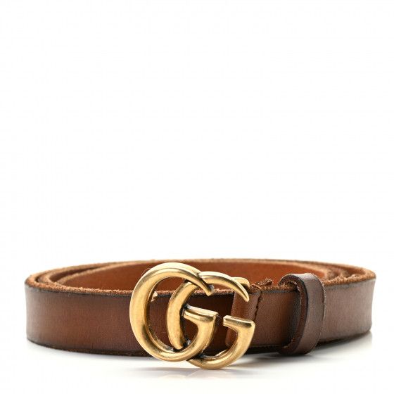 GUCCI Faded Calfskin Double G Belt 80 32 Brown | Fashionphile