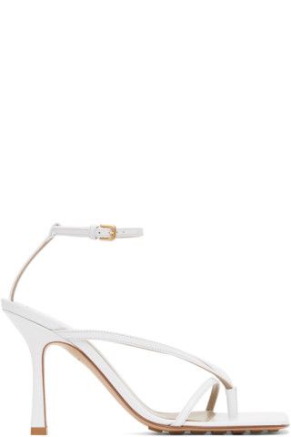 White Stretch Heeled Sandals | SSENSE