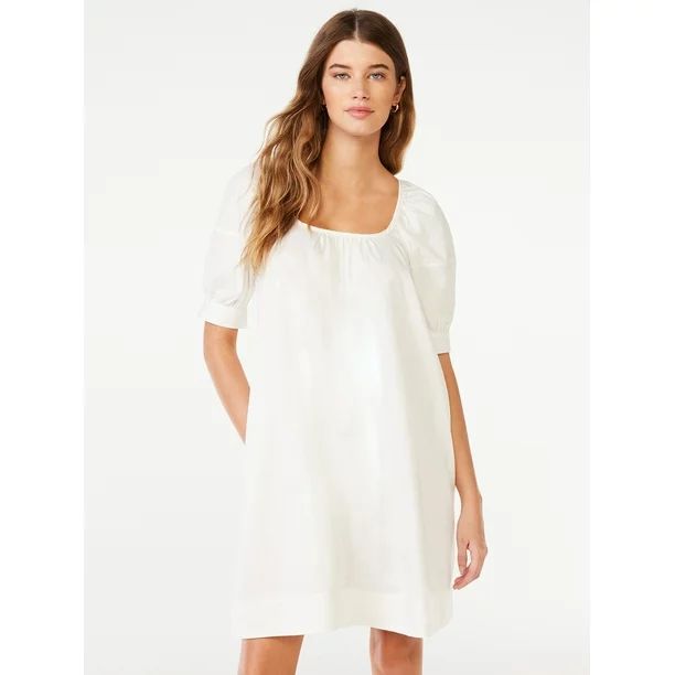 Free Assembly Women’s Square Neck Mini Dress with Puff Sleeves, Sizes XS-XXXL | Walmart (US)