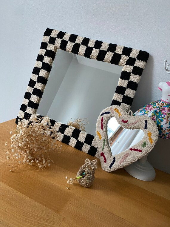 Tufted hearth shaped colourful mirror | punch needle embroidered modern | organic mirror| nursery... | Etsy (US)