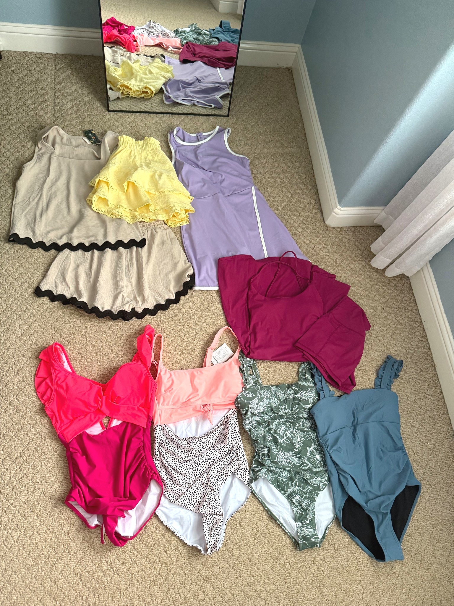 Collage of everything from my Amazon haul! Did some tennis dresses, a skort, a two piece set, and one piece swim with padded tops!

#LTKSaleAlert #LTKSwim #LTKFindsUnder50