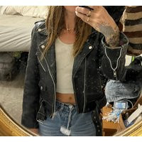 Sale Xs Leather Biker Jacket Thick Leather Black Buttery Soft Extra Small 32 34 2 4 6 Action Back Motorcycle Moto Slim Fit Cropped Crop | Etsy (US)