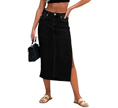 Genleck Women Denim Maxi Skirt Casual High Waist Jean Skirts with Side Spilt 2024 | Amazon (US)