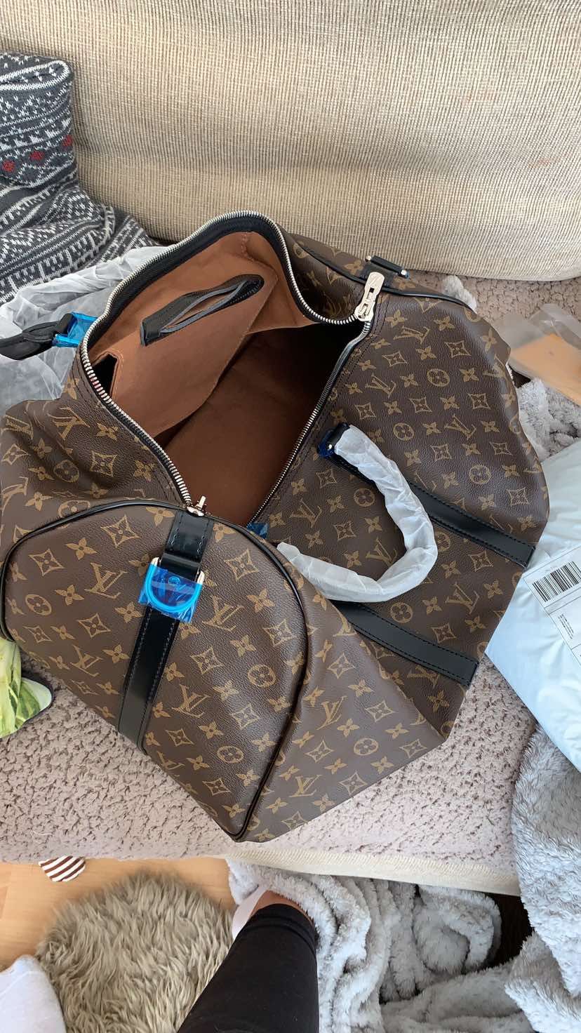55cm 50cm 45cm Brown Flower Women Handbags Purses Keep All Travel Duffle Duffel Bags Real Leather... | DHGate