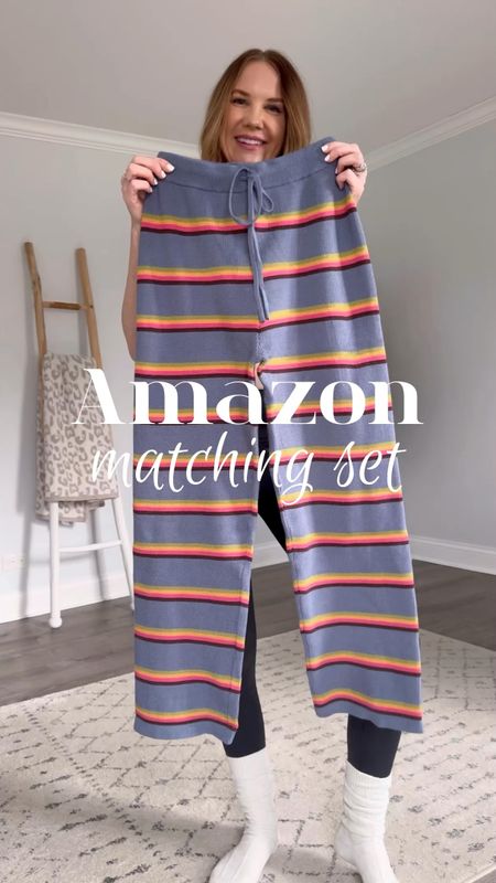 This matching set from Amazon is inspired by Free People and the colors are so perfect for spring! The quality is phenomenal. I'm in a medium and it comes in lots of other fun colors too.
Lounge set, work from home outfit, what to wear, how to style a matching set, free people style, travel outfit, airport outfit, Amazon outfit, Amazon sweater set, spring outfit idea, casual outfit idea, comfy chic, loungewear style, free people inspired

#LTKstyletip #LTKVideo #LTKover40