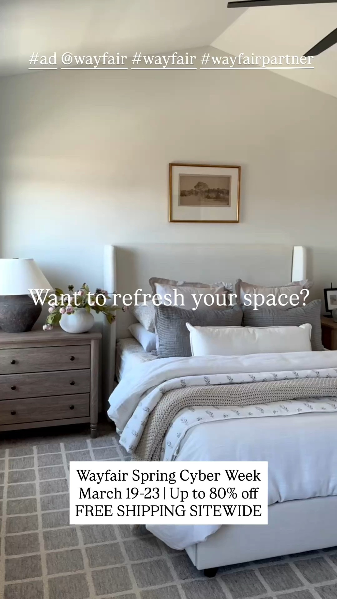 #ad Want to refresh your space? Here is a reminder that @Wayfair has up to 80% off during their Spring Cyber Week! Runs 3/19-3/23 and FREE SHIPPING SITEWIDE. 

Such a good time to grab items you need to refresh any space in your home! #wayfair #wayfairpartner

#LTKSaleAlert #LTKSeasonal #LTKHome