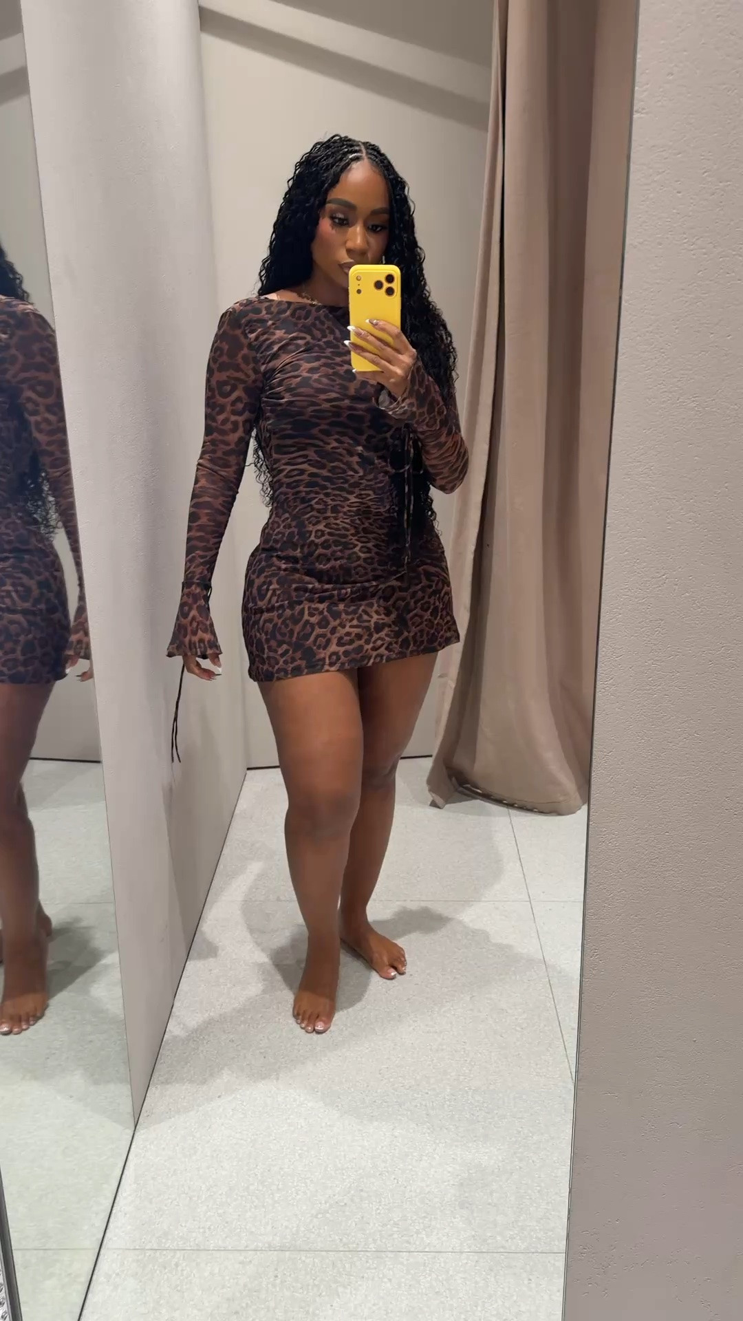 Mini animal print dress is perfect date night outfits! Pair with knee high boots!