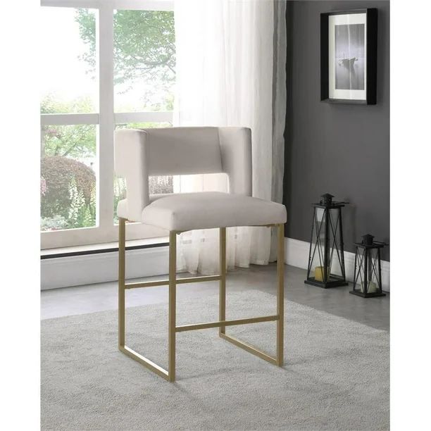 Meridian Furniture Caleb Cream Velvet Counter Stool (Set of 2) - Walmart.com | Walmart (US)