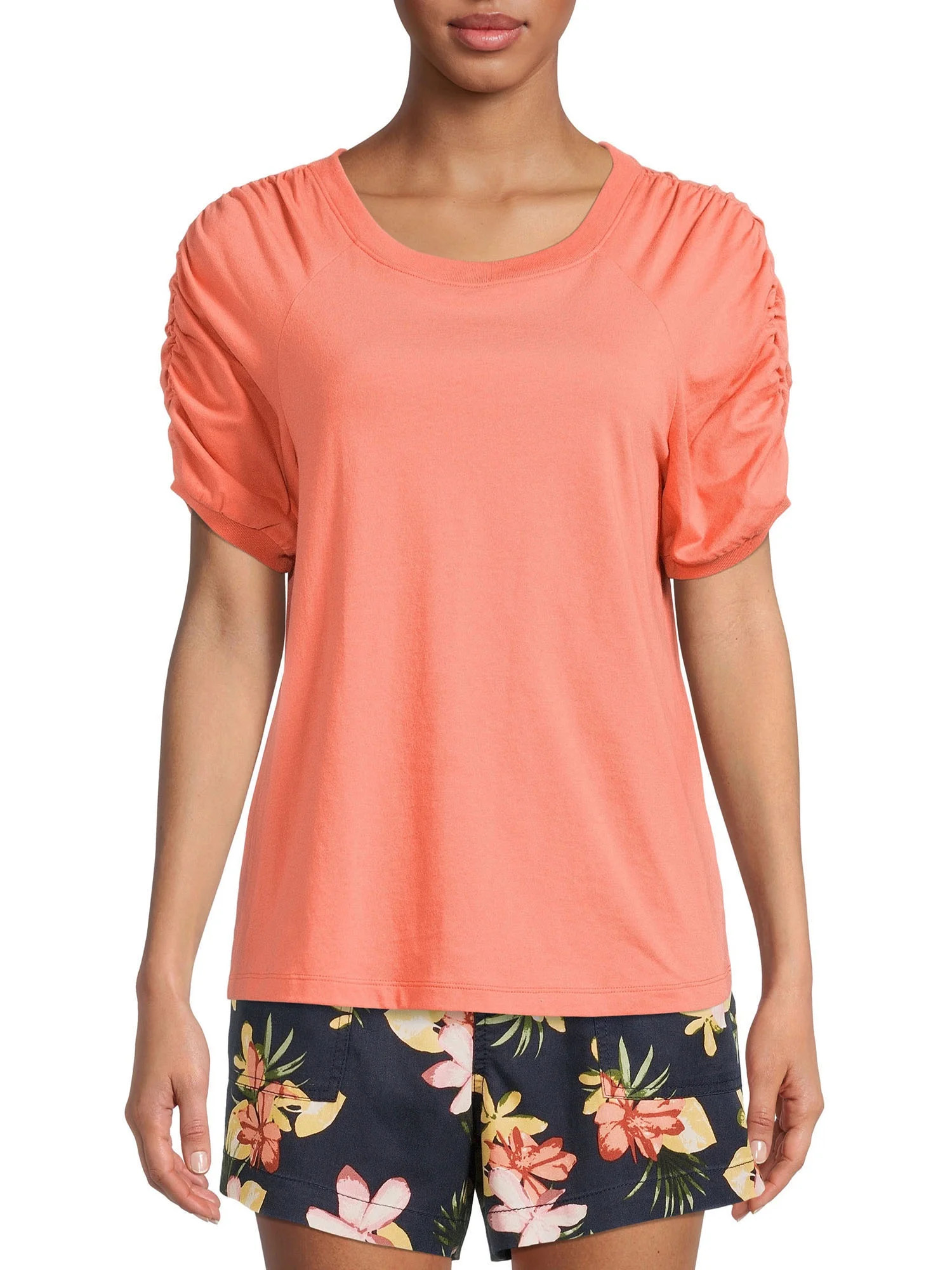 Time and Tru Women's Raglan Puff Sleeve Top - Walmart.com | Walmart (US)