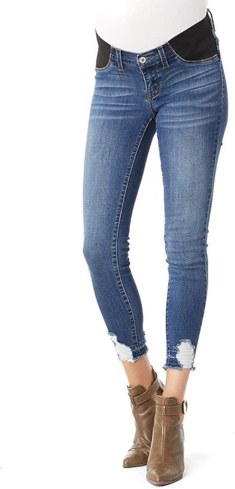 KanCan Maternity Stretch Waist Band Jeans Distressed Skinny Jeans Medium Wash KC5186D | Amazon (US)