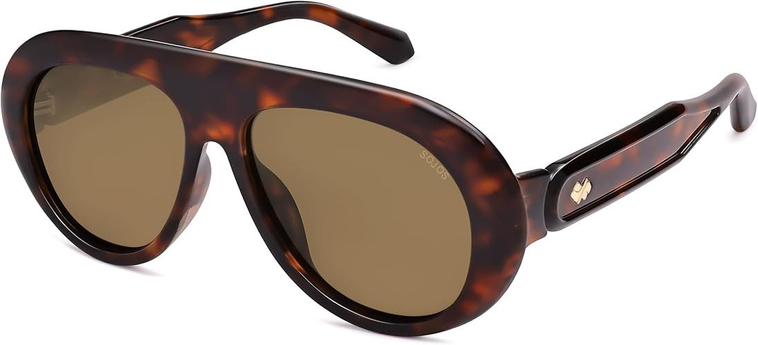 SOJOS Trendy Oversized Polarized Aviator Sunglasses Womens Men SJ2390 | Retro Vintage 70s Style U... | Amazon (US)
