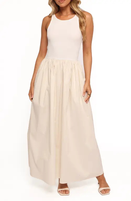 Petal & Pup Frankie Mixed Media Maxi Dress in White Cream at Nordstrom, Size Medium | Nordstrom