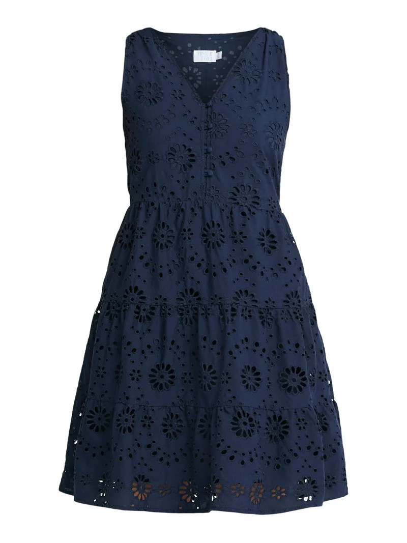 Time and Tru Women's Sleeveless Eyelet Dress, Sizes XS-XXXL | Walmart (US)