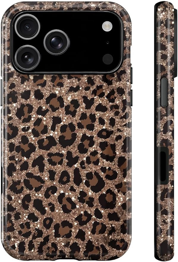 for iPhone 17 Case,Luxury Sparkle Leopard Print Pattern Vintage Cheetah Design,Dual Layer Soft TP... | Amazon (US)