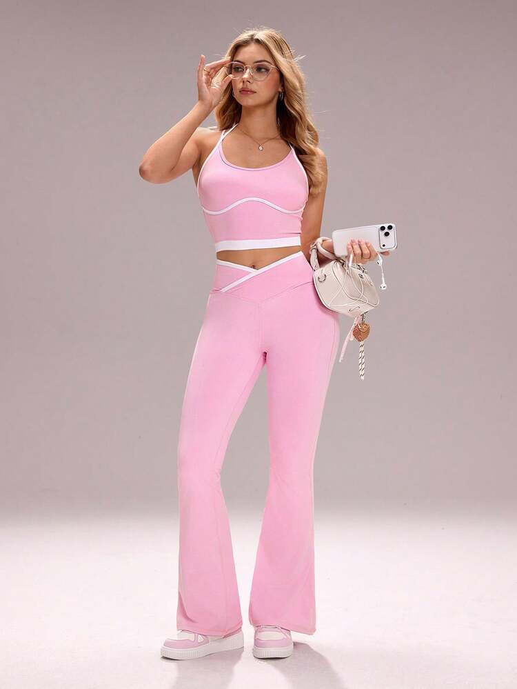 Sovereign Charm Women's High Waist Yoga Sports Pants, Peach Lifting Fitness Running Bootcut Leggings, Naked Feel Elastic | SHEIN