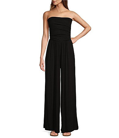 Every Knit Strapless Neck Sleeveless Pull-On Jumpsuit - S | Dillard's