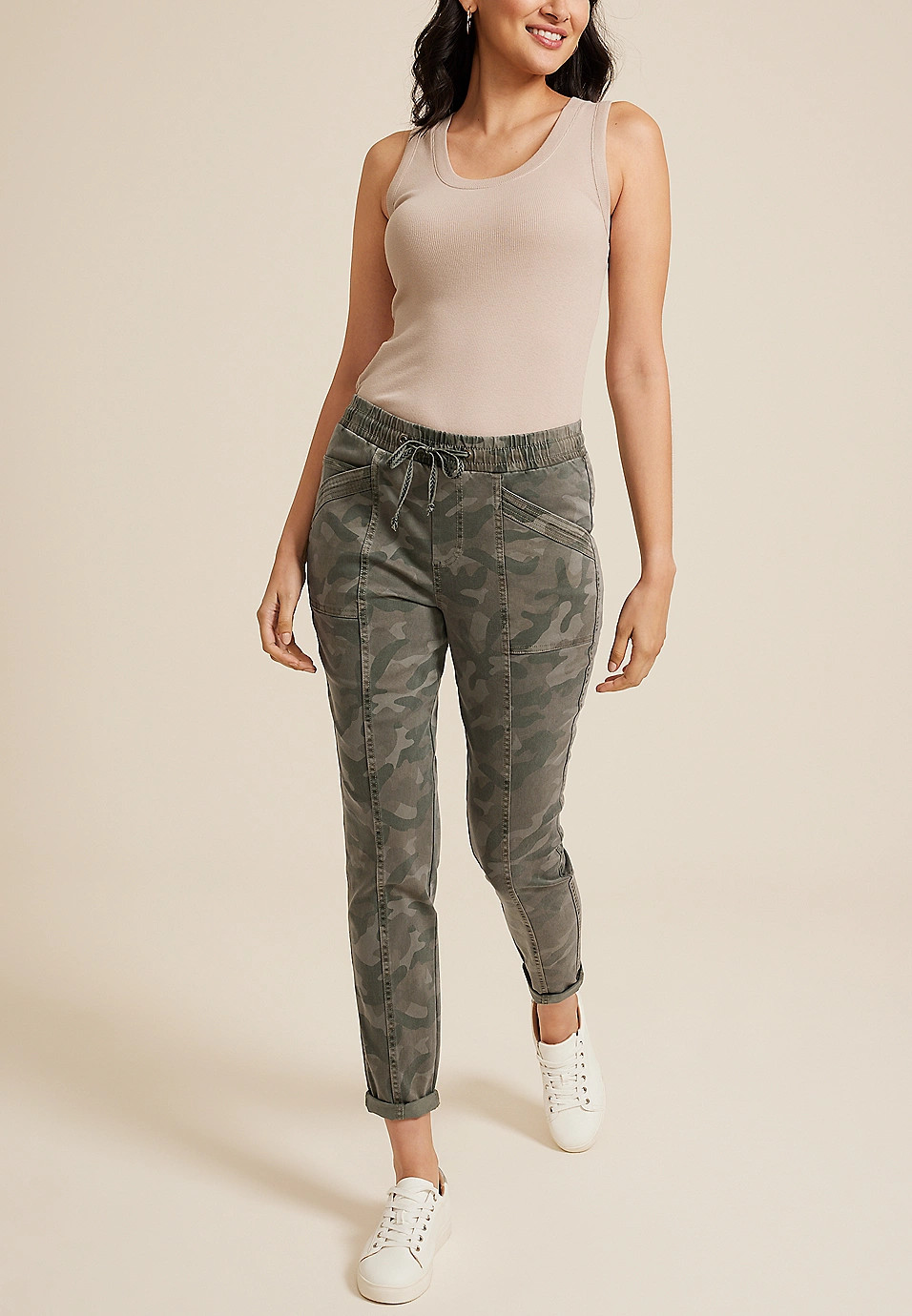 Weekender High Rise Camo Tapered Pant | Maurices