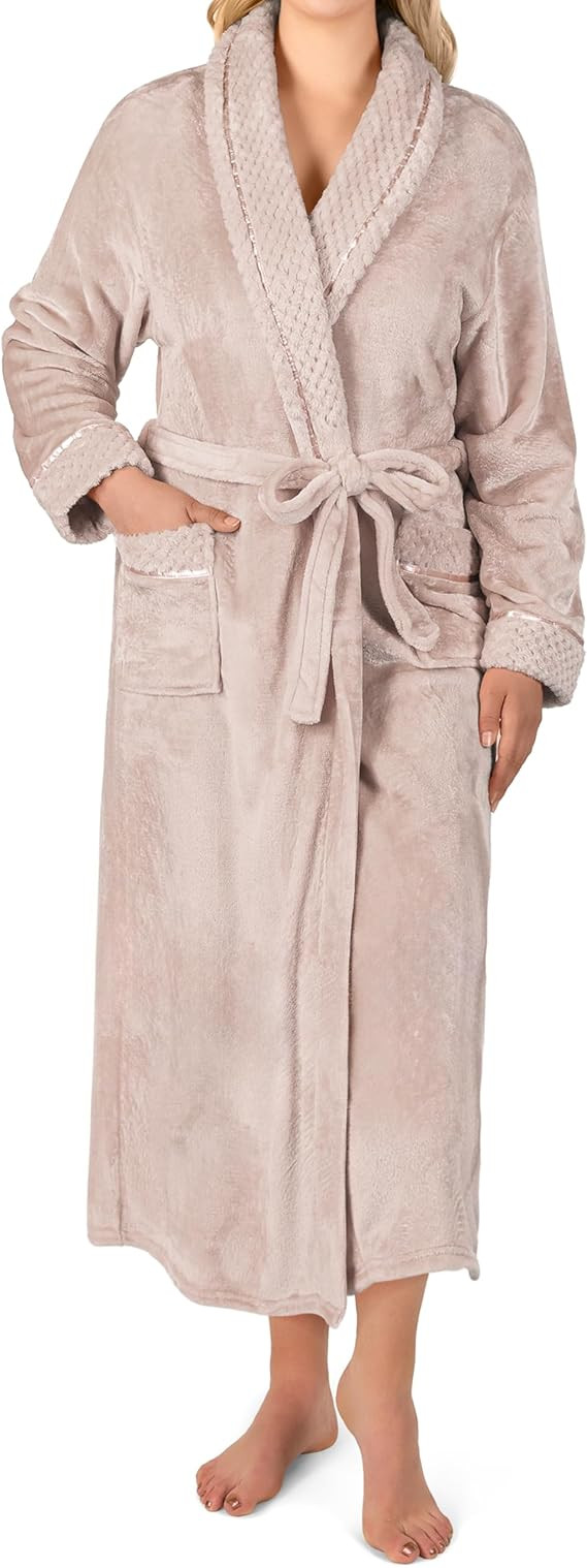 PAVILIA Soft Plush Women Fleece Robe, Cozy Warm Bathrobe, Fuzzy Female Long Spa Robe | Amazon (US)