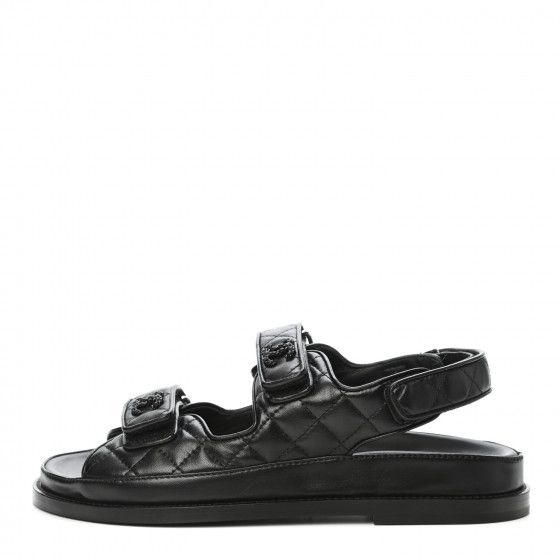 CHANEL

Lambskin Velcro Dad Sandals 38 Black | Fashionphile