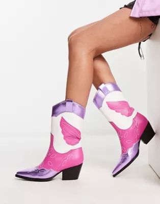 Public Desire Exclusive Howdy western boots in metallic purple | ASOS (Global)