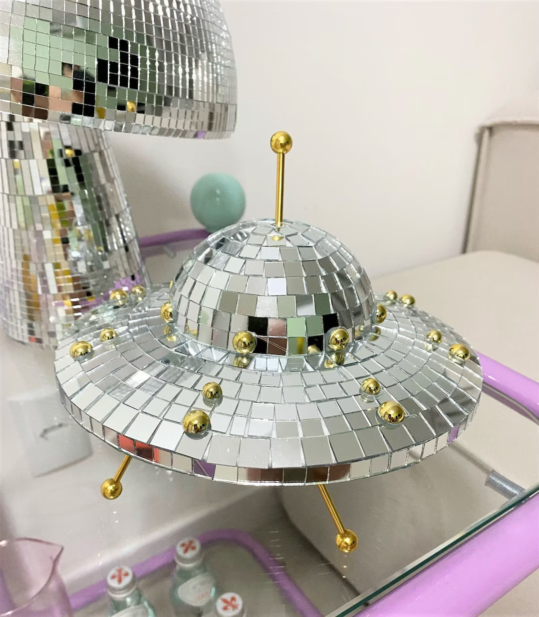 Disco UFO Ornament, UFO Disco Ball, Shelf Decor, Space Lover Gift, Disco Party, Disco Retro Decor... | Etsy (US)