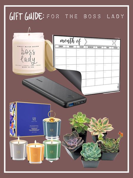 Gift guides for the boss lady candle
Wipe off calendars succulents for desk portable charger 

#LTKunder100 #LTKGiftGuide #LTKHoliday