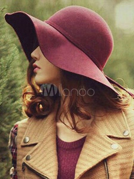 Burgundy Floppy Hats Bows Winter Sun Hat For Women | Milanoo