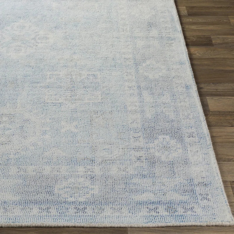 Luther Oriental Handmade Tufted Area Rug in Denim/Sky Blue | Wayfair North America