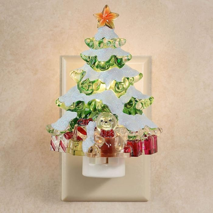 Roman Snowy Christmas Tree with Presents Decorative Night Light, 5.25", Green | Amazon (US)