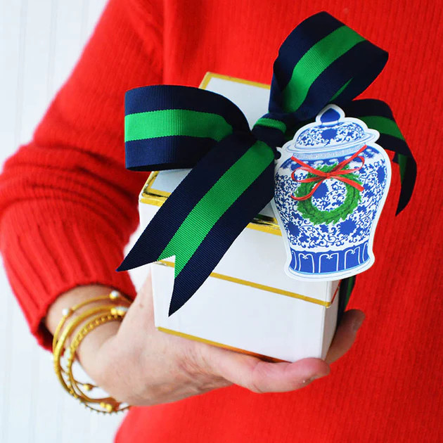 Ginger Jar with Wreath Tie-Cut Gift Tags | Cailini Coastal