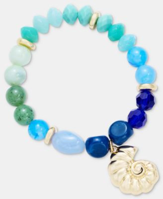 On 34th Beaded Shell Charm Stretch Bracelet, Created for Macy's - Red | Macy's