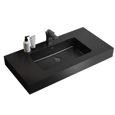 Chic Matte Black Engineered Quartz Basin - Upgrading Bathroom Styles Aesthetic Upgrade For Bathrooms | Wayfair North America