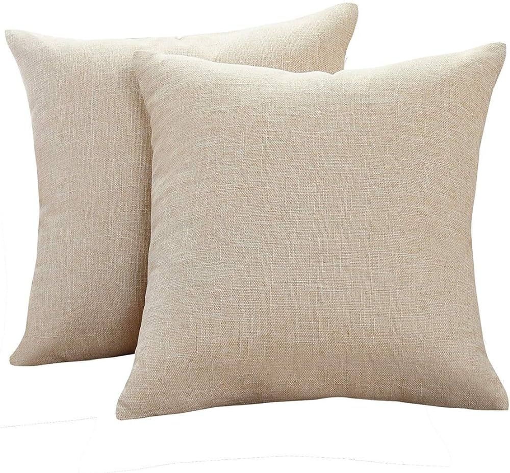 Sunday Praise Linen Decorative Throw Pillow Covers,Classical Square Solid Color Pillow Cases,24x2... | Amazon (US)
