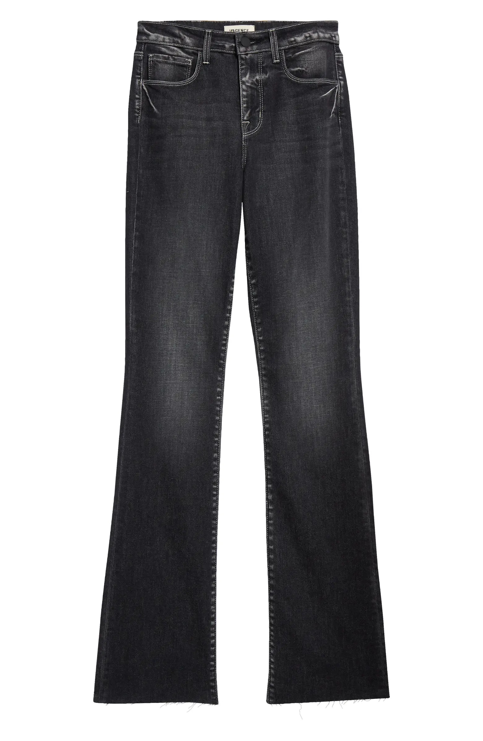 Ruth High Waist Raw Hem Straight Leg Jeans | Nordstrom